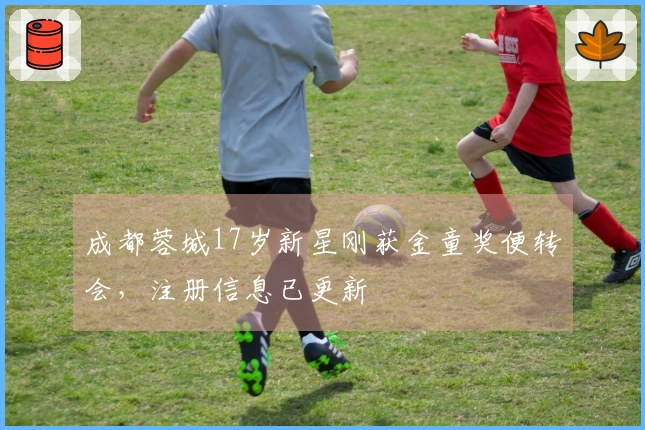 成都蓉城17岁新星刚获金童奖便转会，注册信息已更新
